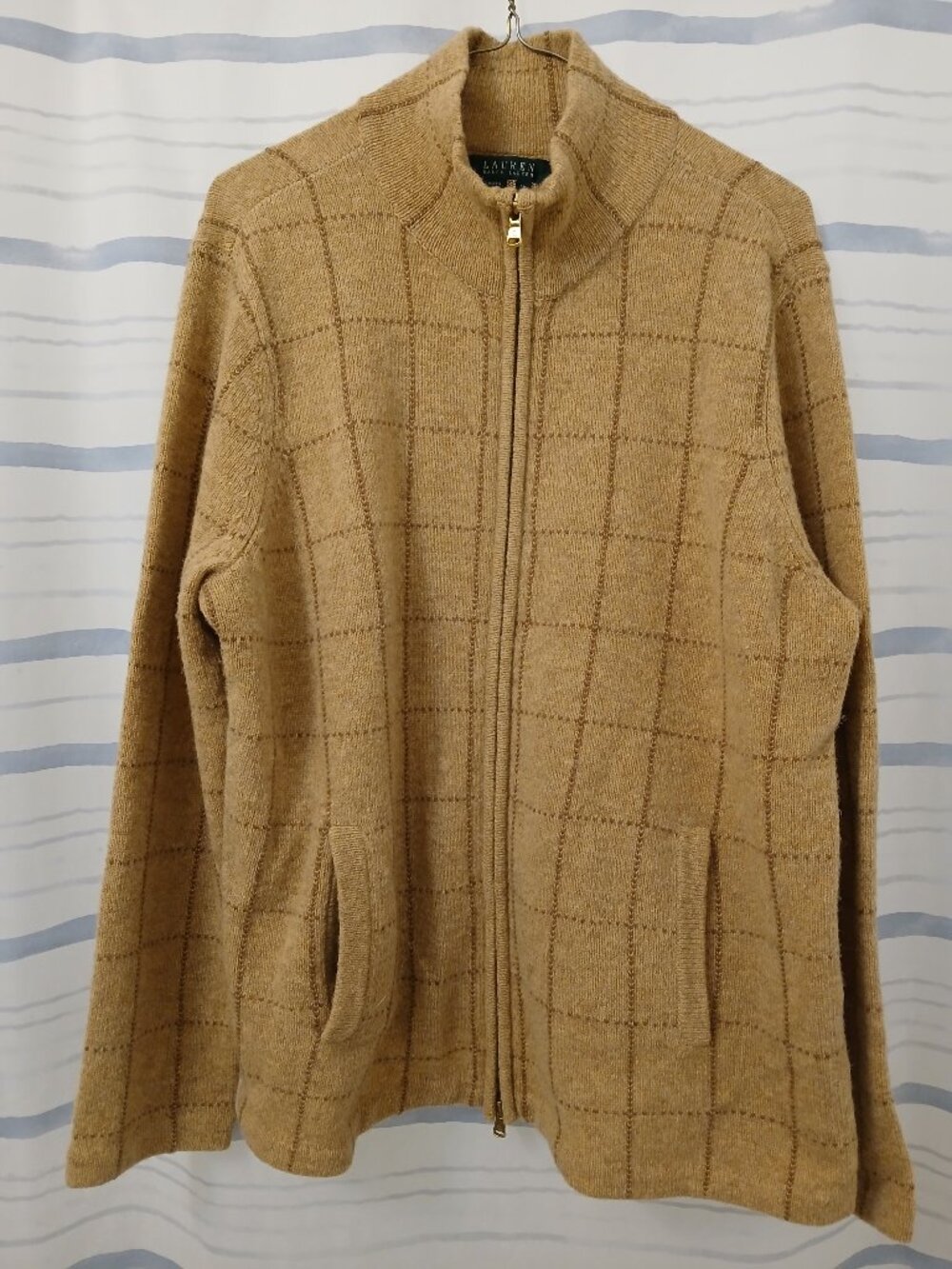 Lauren Ralph Lauren Women's 100% Lambswool Knitted Full Zip Cardigan sz 2X
